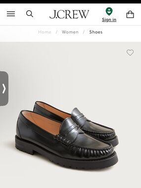 J. Crew Black Leather Lug-Sole Penny Loafers